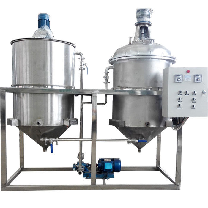 Two Tanks Oil Refinery Machine 1.5 Kw Power Low Noise For Crude Edible Oil
