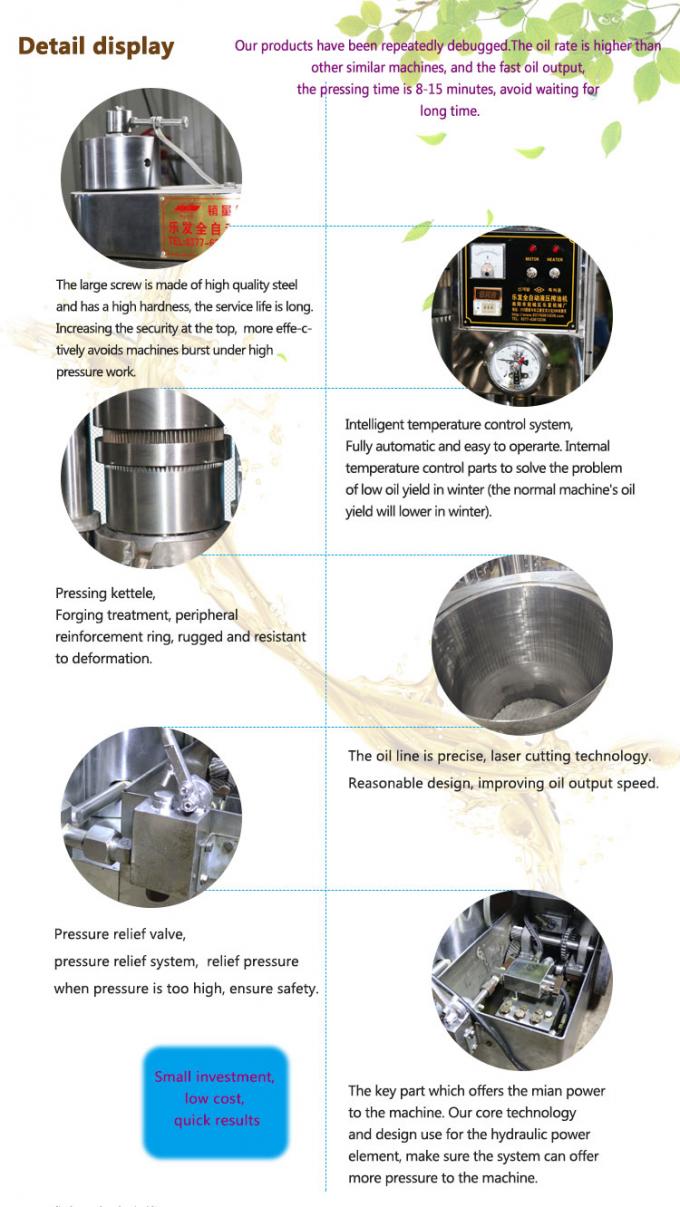 150kg/h Hydraulic Oil Press Machine For Mustard Oil Mill Sesame Seed 3