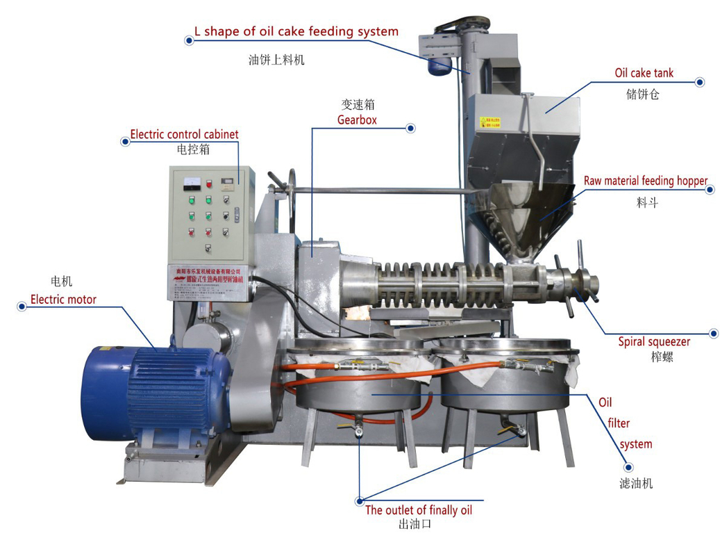 6YL-120 Screw Coconut Oil Press Machine 310 Kg/H With L Type Seed Feeding