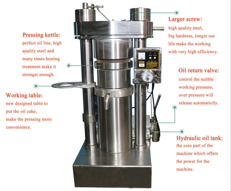 Camellia Hydraulic Oil Press Machine Cold / Hot Pressing Automatic Control